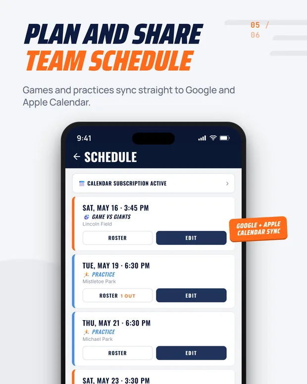 Team schedule syncing to Google and Apple Calendar
